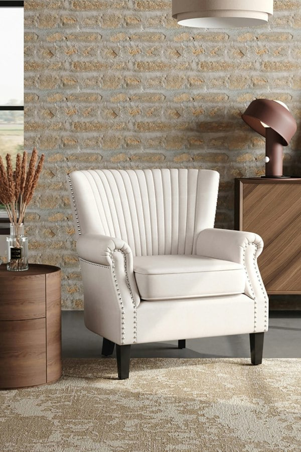 Living and Home Upholstered Armchair With Nailhead Trims