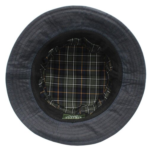 Heather Hats & Accessories Water Resistant Waxed Cotton Bucket Hat, Checked Cotton Lining, Outdoor Wear, Navy