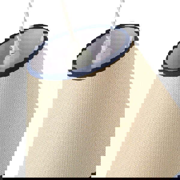 Traditional Rattan Tweed Lamp Shade with Navy Blue Cotton Fabric Trims Image 3