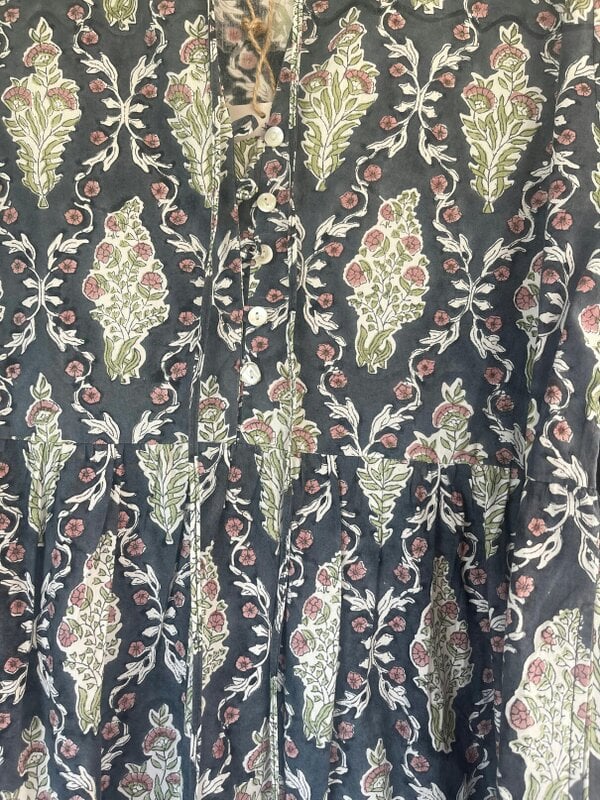 Lalita ink Maxi woodblock print dress, 100% cotton