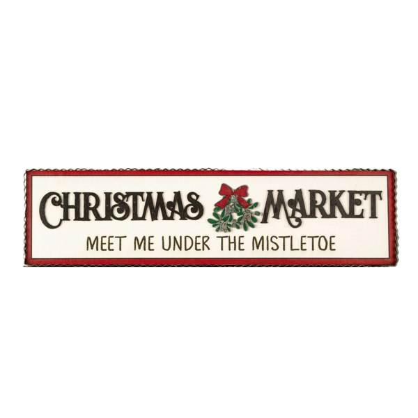 Samuel Alexander 82cm White Wooden Christmas Market Hanging Sign