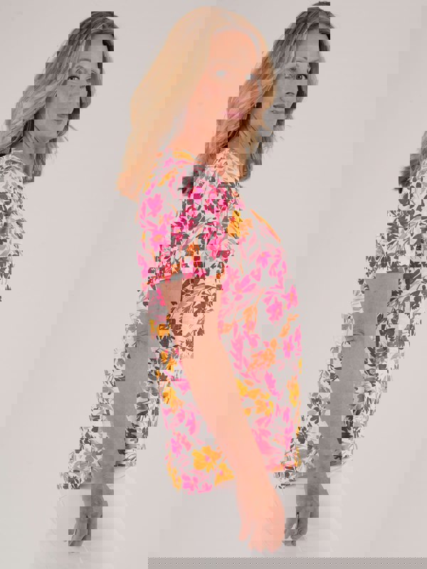 TIGI-Wear Bouquet Floral Square Neckline Top