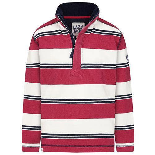 Lazy Jacks Boys Striped Pique Sweatshirt - Rouge - 