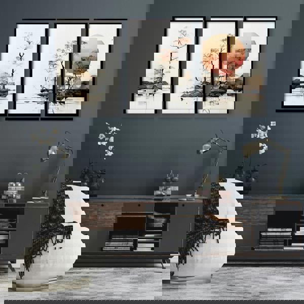 Living Room Wall Decor | Set of 3 Asian Inspired Wall art Prints