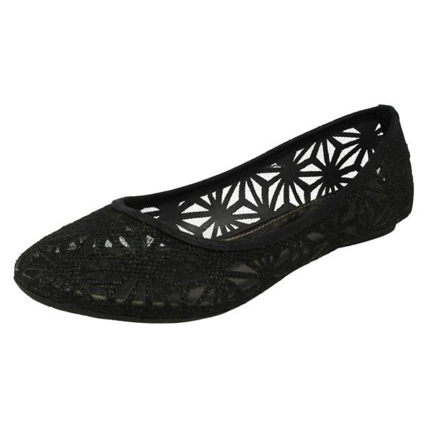 Spot On Ladies Spot On Cut Out Design Ballet Pump