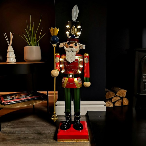 Samuel Alexander 80cm Light Up Nutcracker Soldier LED Christmas Wooden Ornament Home Decoration