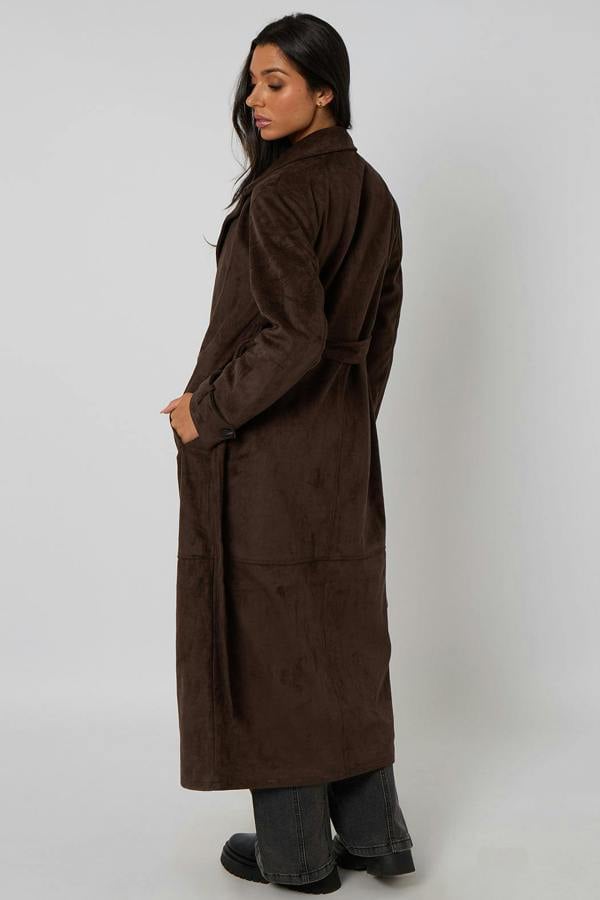 Urban Bliss Chocolate Faux Suede Trench Coat