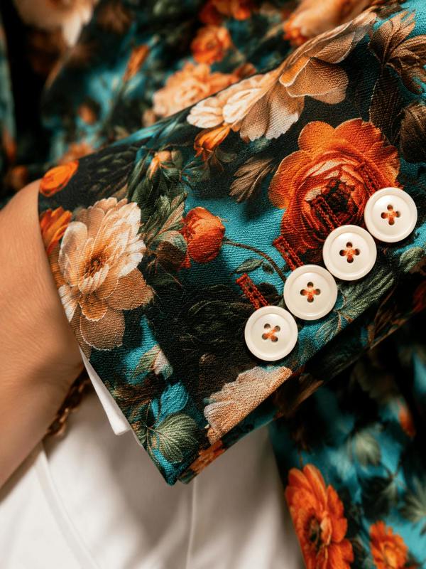 Aqua Renaissance Rose Print Blazer - Claudio Lugli Shirts