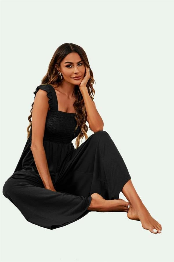 FS Collection Frill Detail Strappy Jumpsuit In Black