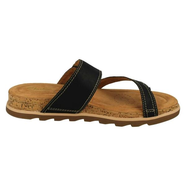 Clarks Ladies Clarks Strappy Toe Post Wedge Heeled Sandals Yacht Beach