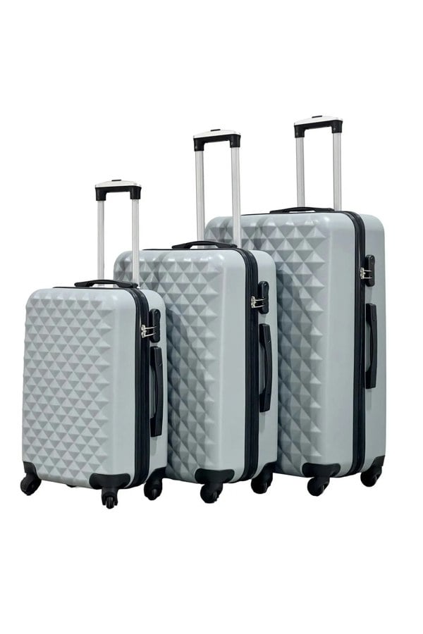 Groundlevel 3pc ABS 4 Wheel Diamond Luggage Set
