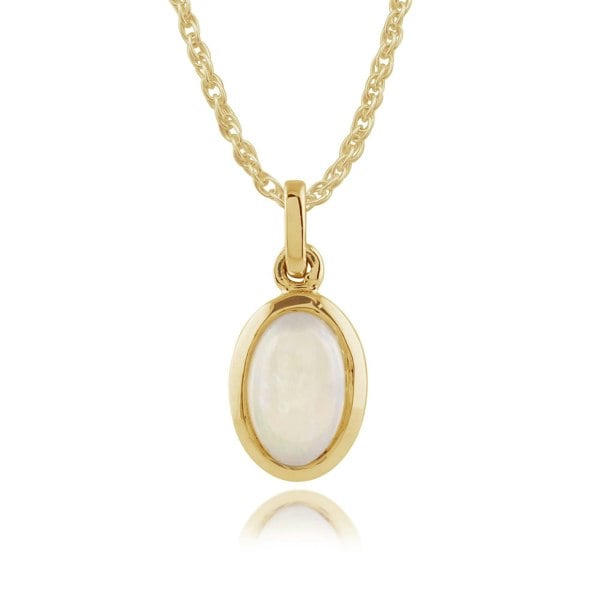 Classic Oval Opal Pendant in 9ct Yellow Gold - Gemondo