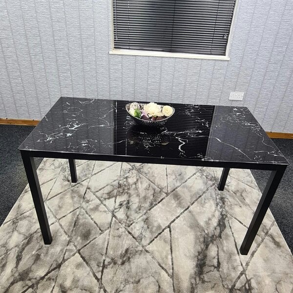 Kosy Koala Dining Table Black Glass Kitchen Place for 6 Seats, Dining Table Only (Black H 75 x L 134 x W 70 cm)