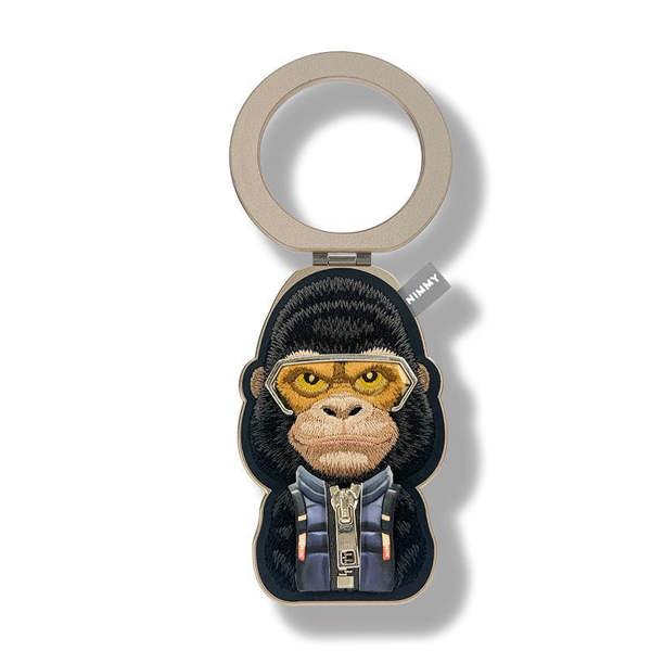 Nimmy Friends Nimmy Cool & Cute 2.0 Gorilla Embroidery Magnetic Stand with MagSafe Black - N-KM-BSZJ-016