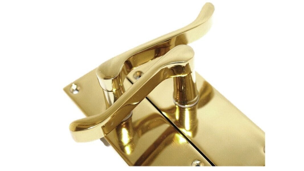 EDH Door Hardware Door Handles Brass Plated Victorian Scroll lever Latch Modern Handles 1 + Latch