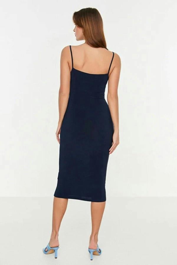 WOVCOR Cowl Neck Stretch Knit Midi Dress