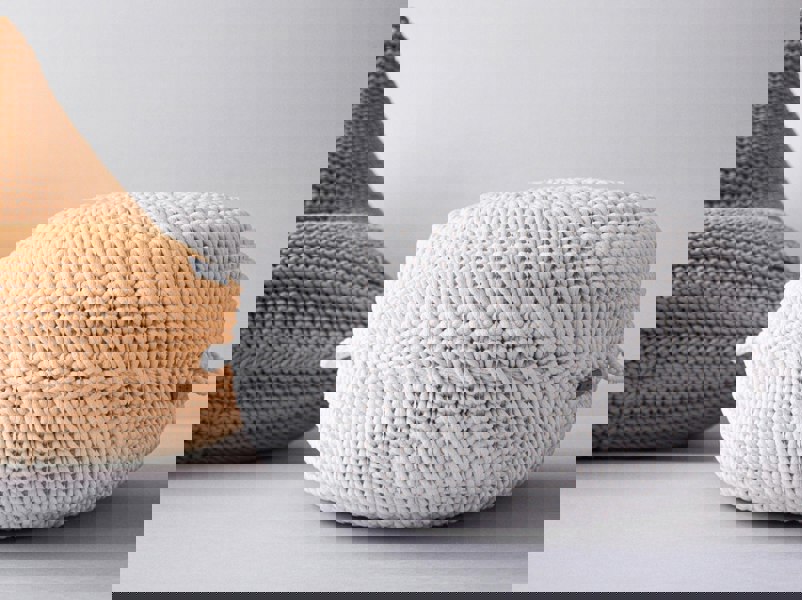 Crocheted ottoman IVORY - Zuri House