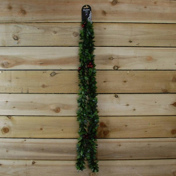 Samuel Alexander 2m Christmas Holly with Red Berries Tinsel / Garland