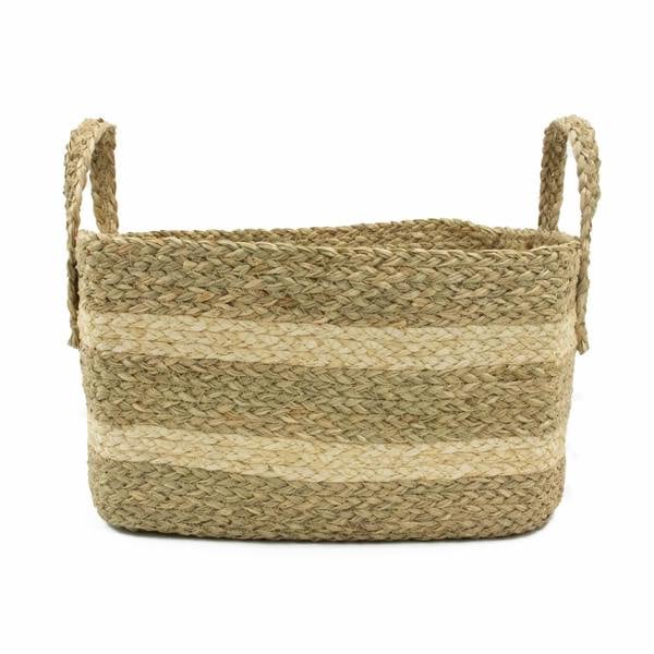 JVL Palma Natural Medium Rectangular Woven Storage Basket for Home Storage, Brown