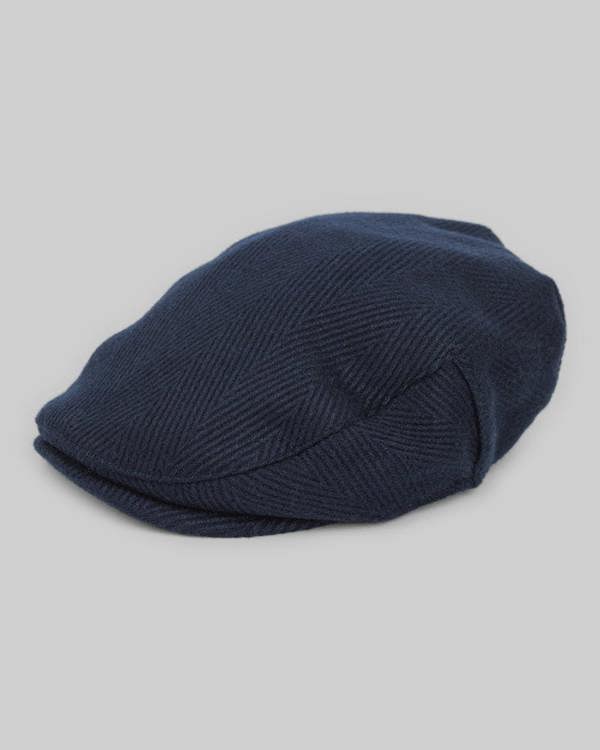 Steel & Jelly Navy Herringbone Flat Cap