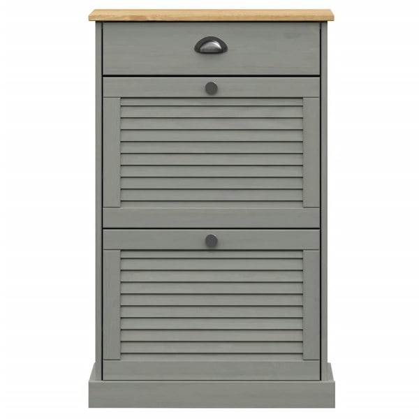 Berkfield Shoe Cabinet VIGO 60x35x96 cm Grey Solid Wood Pine