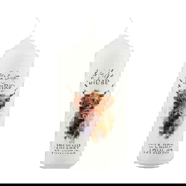 Personalised Memento Company Personalised Highland Cow Pillar Candle