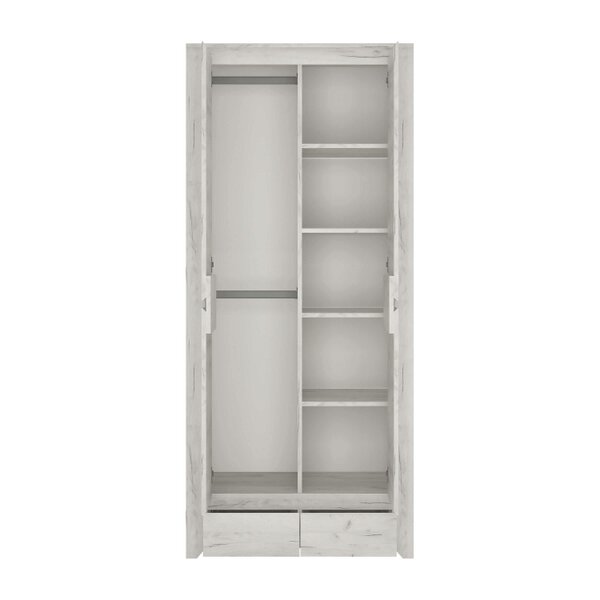 Wyld Haus Norwich Aged Effect Soft Grey Wood Veneer Fitted Wardrobe 2 Door 2 Drawer