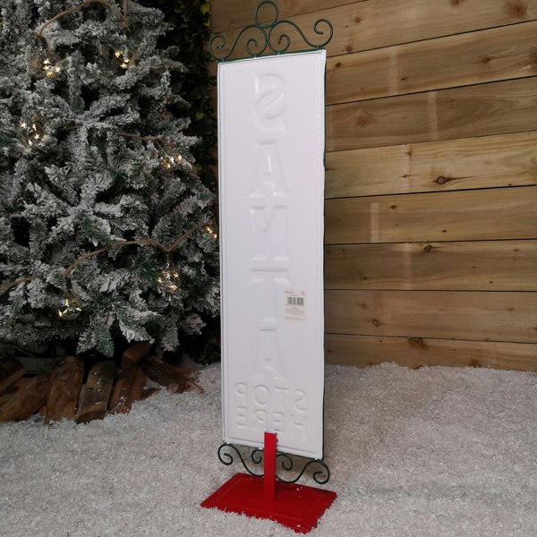 Samuel Alexander 86cm Red and White Santa Stop Here Sign Christmas Decoration