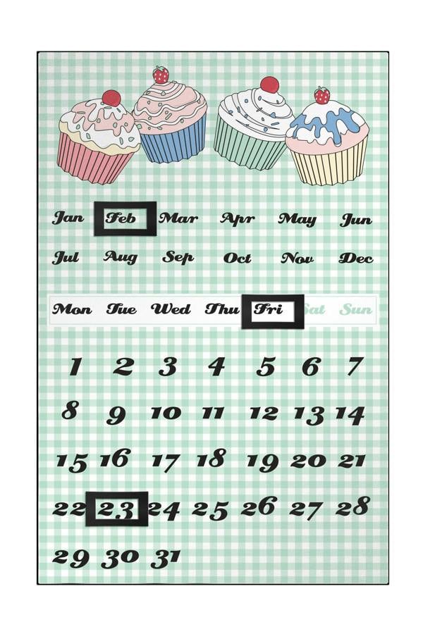 Green Cupcake Magnetic Calendar