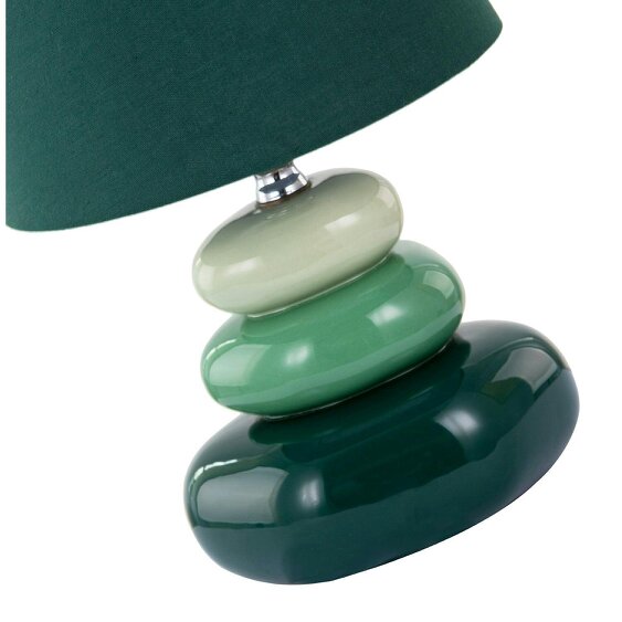 Happy Homewares Ceramic Pebble Table Lamp with Olive Forest and Pale Green Colours