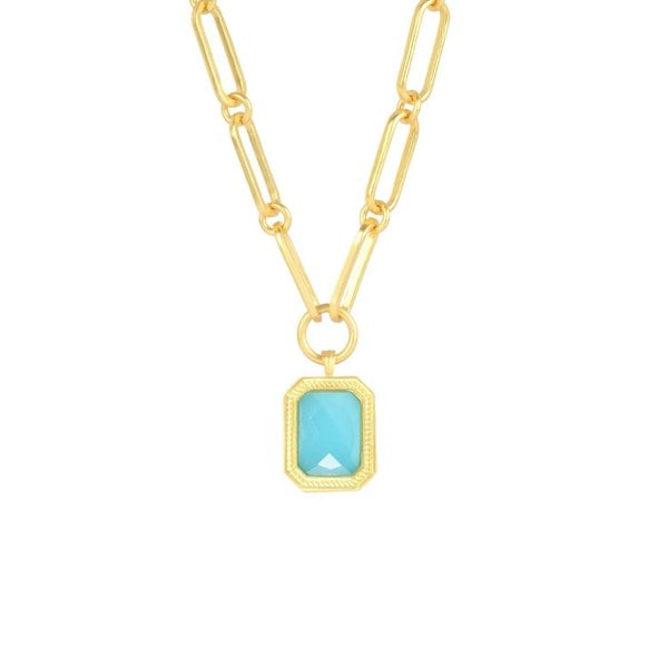 Lila Rasa Paperclip Chain Rectangular Bahamain Blue Crystal