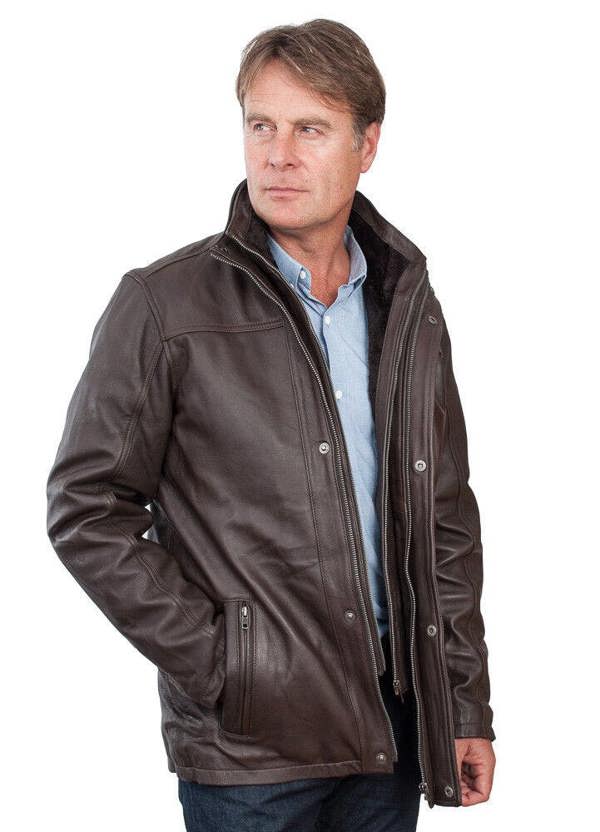Infinity Leather Mens  Warm Mid-Length Leather Biker Jacket