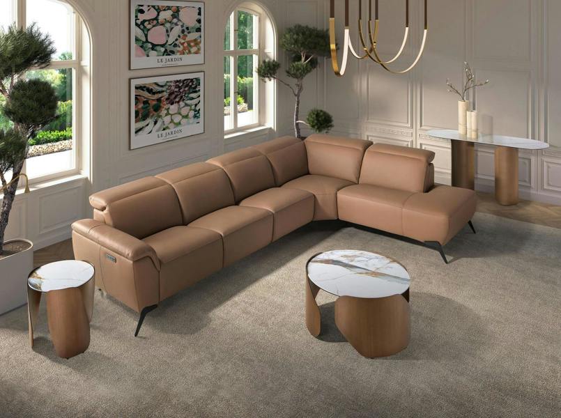 Angel Cerdá Oval Half-round Console Table in Porcelain Marble and Bronze-coloured Steel 3286