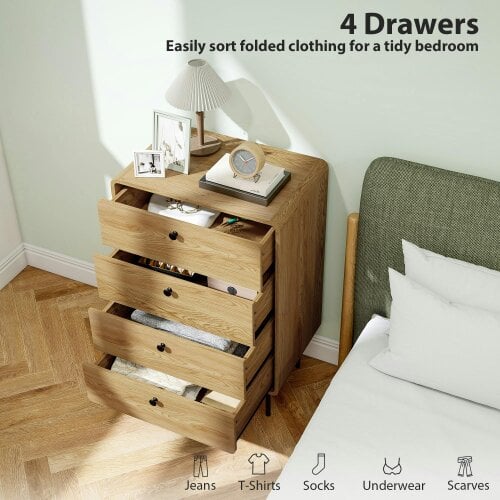 Wyld Haus Elmira Wood Oak Finish 4 Drawer Modern Storage Chest