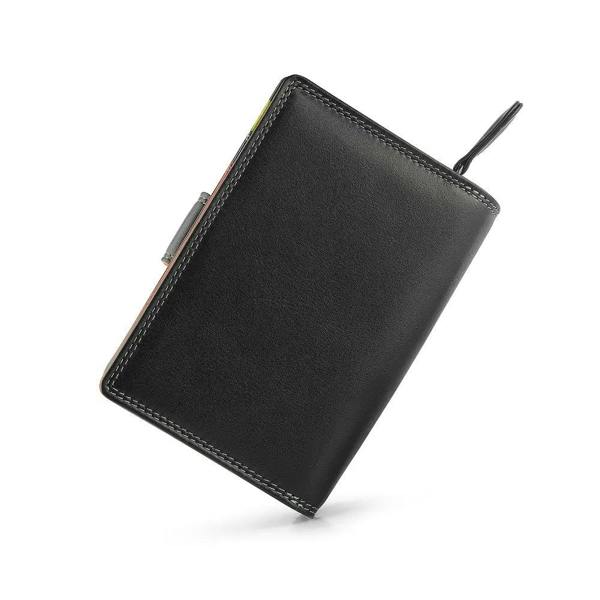 back view of black leather medium purse jasmine london