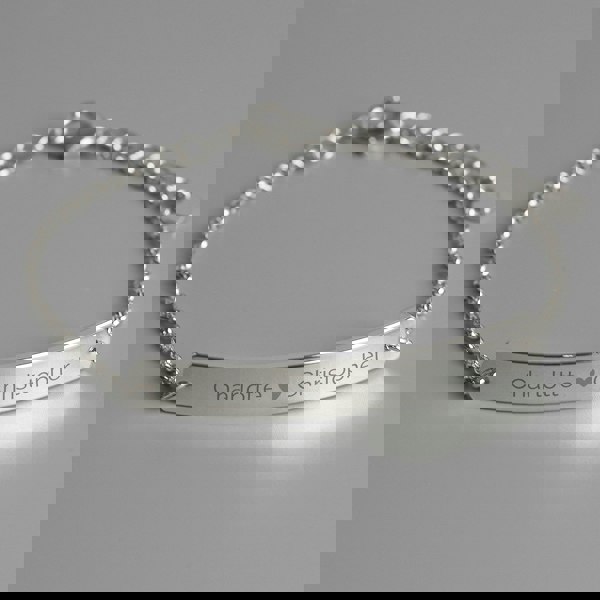 Personalised Memento Company Personalised Silver Tone Heart Bar Bracelet