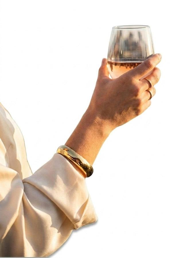 Constance Chunky Polished Bangle - Gold_wb