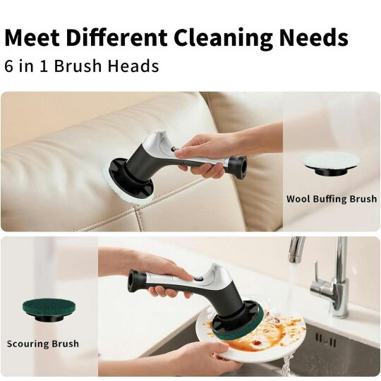 Havendro Electric Spin Scrubber Cordless Power Scrubber with 6 Replaceable Brush Heads