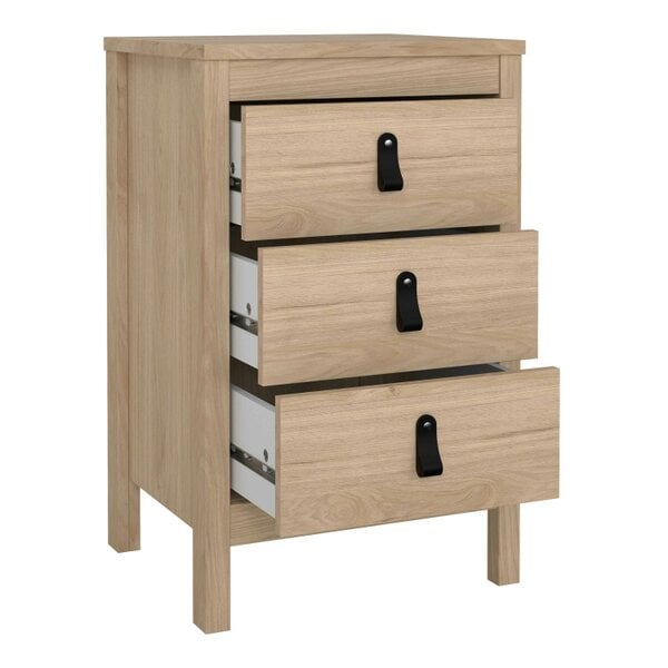 Wyld Haus Wildberry Natural Oak Wood Bedside Table 3 Drawers