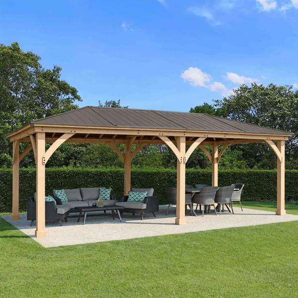 Yardistry Wooden Gazebo 12ft x 24ft (3.7m x 7.4m), Meridian Series 3.7m x 7.4m Wooden Gazebo 6