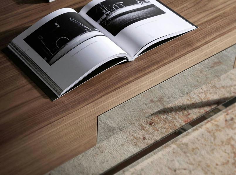 Angel Cerdá Rectangular coffee table walnut and chrome-plated steel 2057