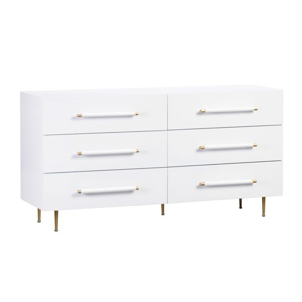 Furniture Edit Trident White 6 Drawer Dresser Chest Of Dawers