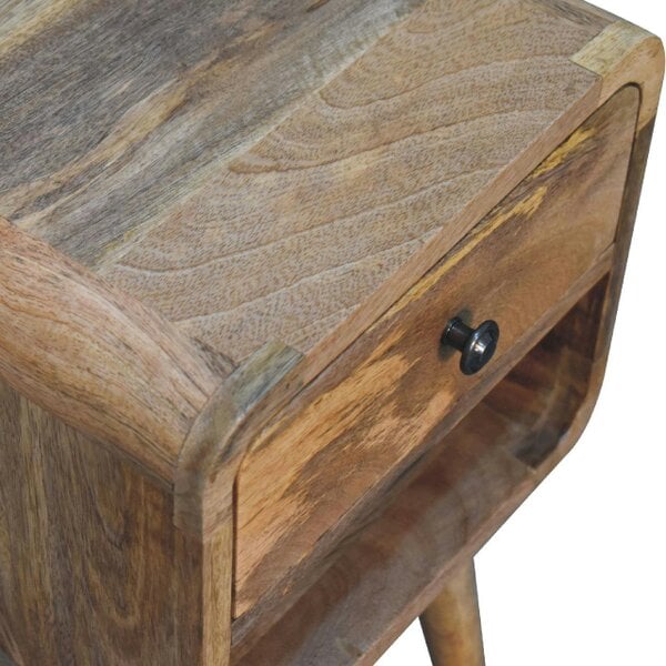Wyld Haus Parma Small Oak Mango Wood Curve Low Bedside Table