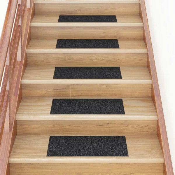 Berkfield Self-adhesive Stair Mats Rectangular 15 pcs 60x25 cm Black