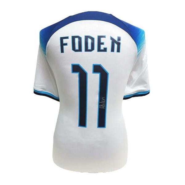 Unbranded Phil Foden signed England 2022/23 home shirt — Framed