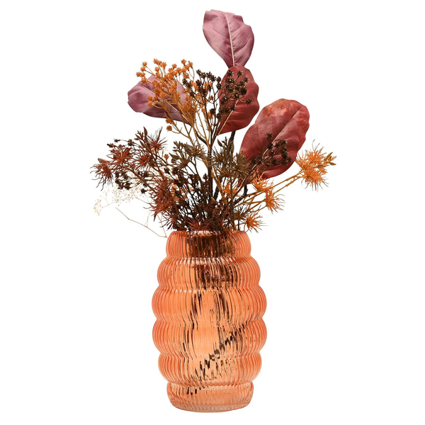 Hestia Brown Ribbed Glass Cone Vase