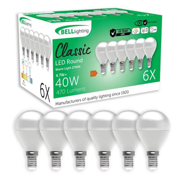 BELL Lighting E14 Dimmable LED Golf Ball 4.7W Energy Saving Light Bulb