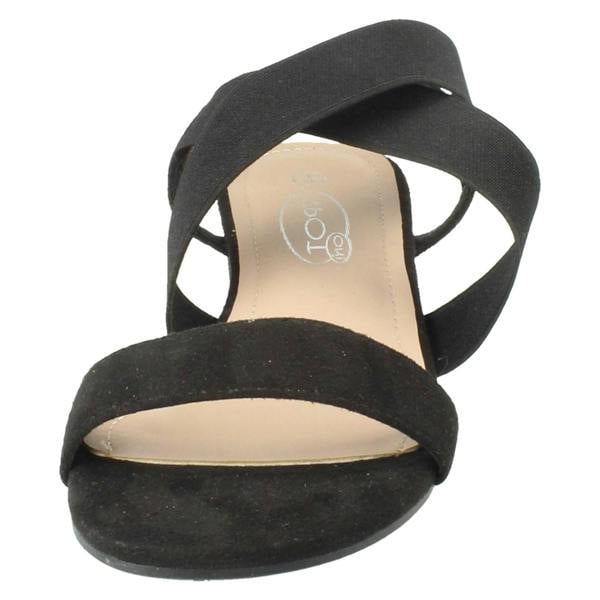 Spot On Ladies Spot On Slip On Cross Strap Low Heel Smart Sandals F12082