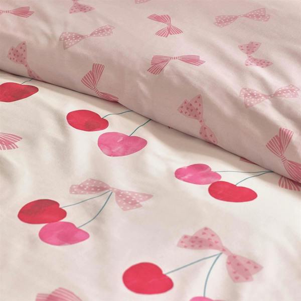 Cherries and Bows Pink Duvet Cover Set