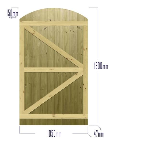 [rackhams variation] gate tongue & groove fully framed arch top [h.1800 x w.options] 8